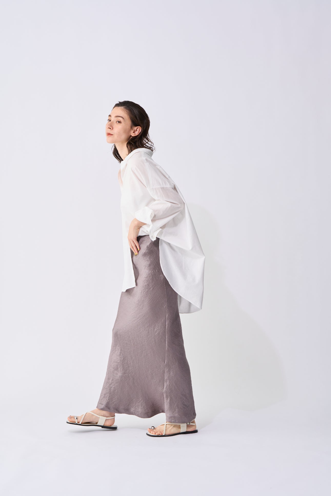 【ACUTA】コットンリネンボイル2WAYカシュクールシャツ
