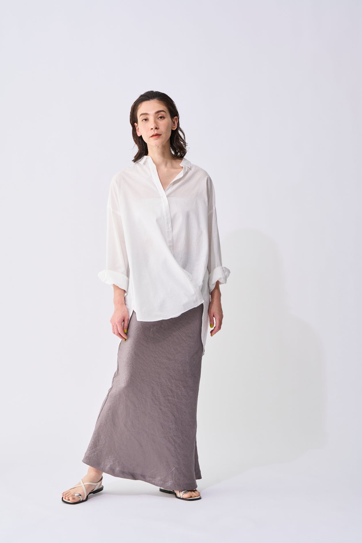 【ACUTA】コットンリネンボイル2WAYカシュクールシャツ