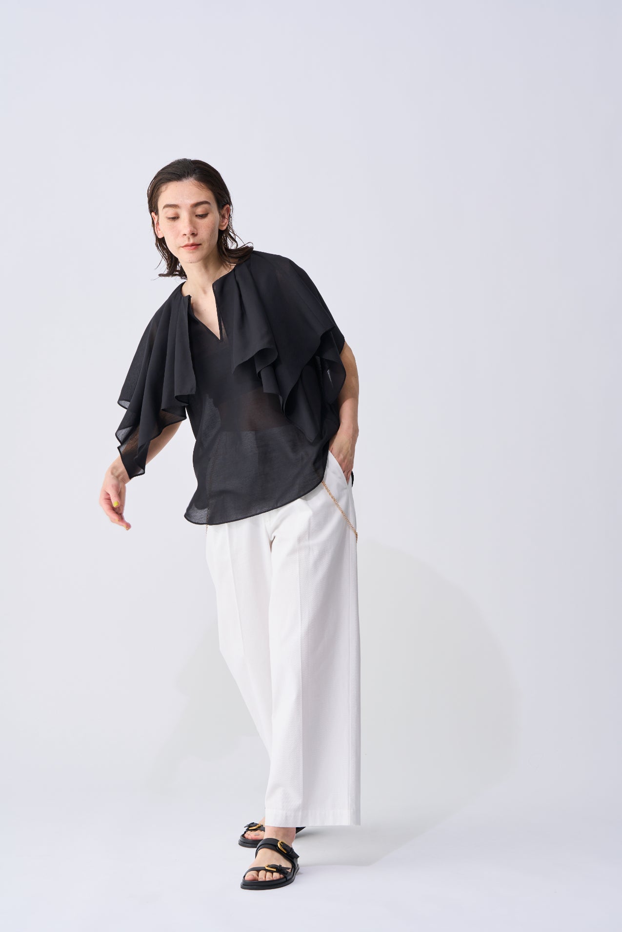 【ACUTA】チェーンサスペンダーワイドパンツ