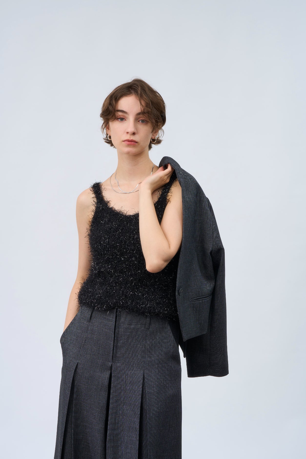 【ACUTA】ラメフェザーニットキャミソール