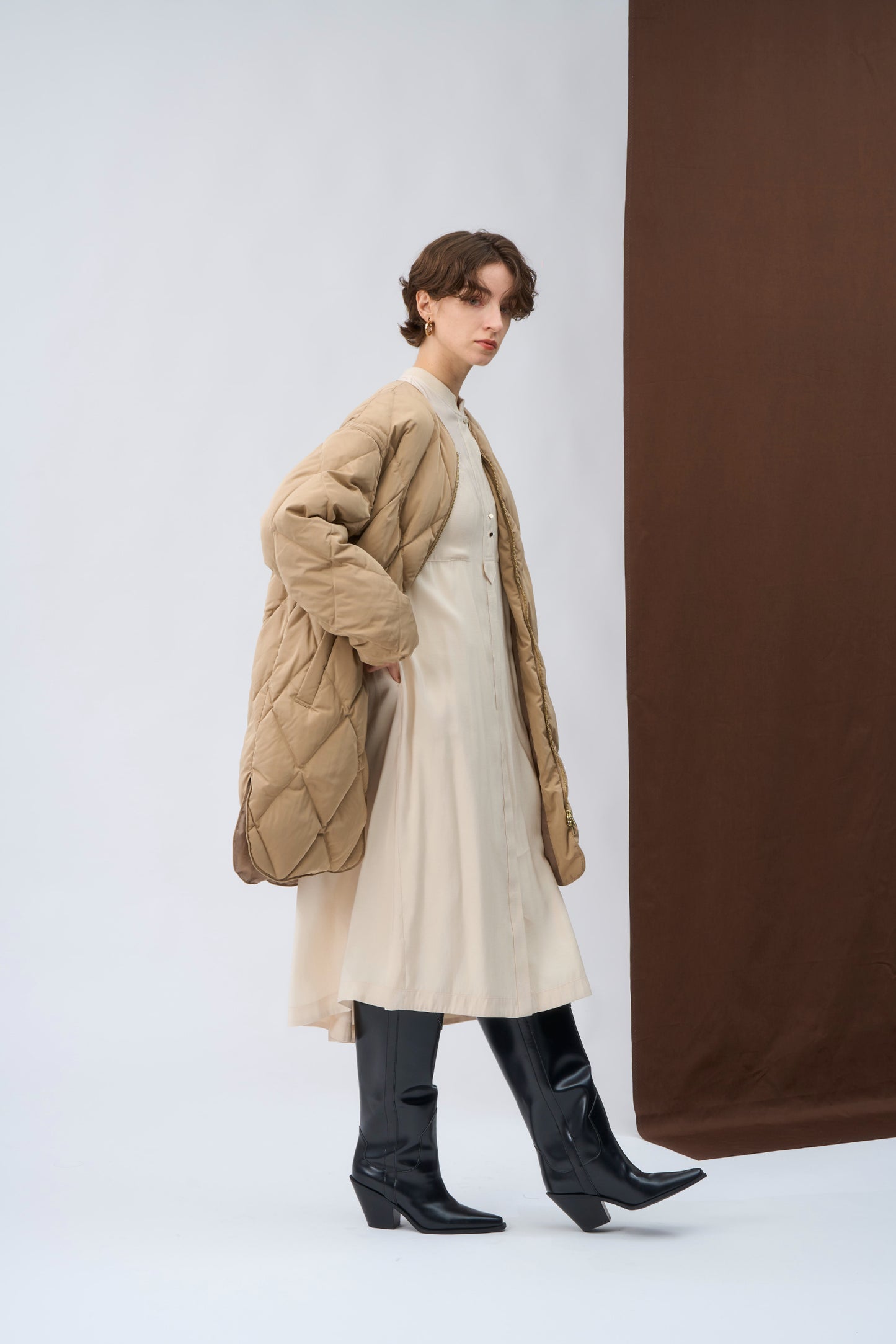 【ACUTA】ポリモダールロードブルゾンライクシャツワンピース