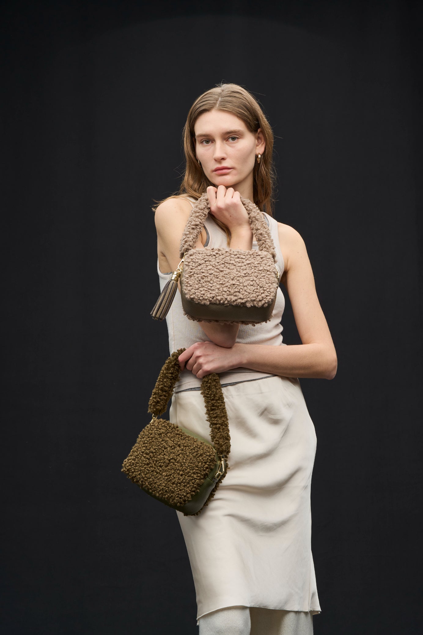 MILLELA FIRENZE】【予約】 プードルファーボックスバッグ レザー