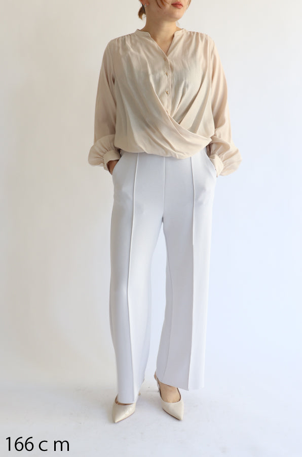 【ACUTA】 シルクブレンドバー釦カシュクールブラウス