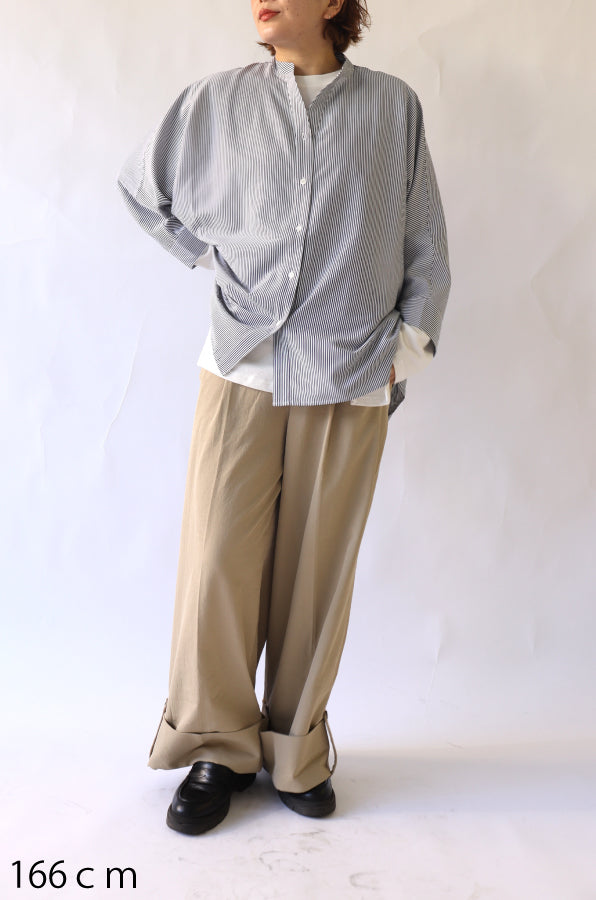 【ACUTA】 細ストライプドルマンポンチョシャツ