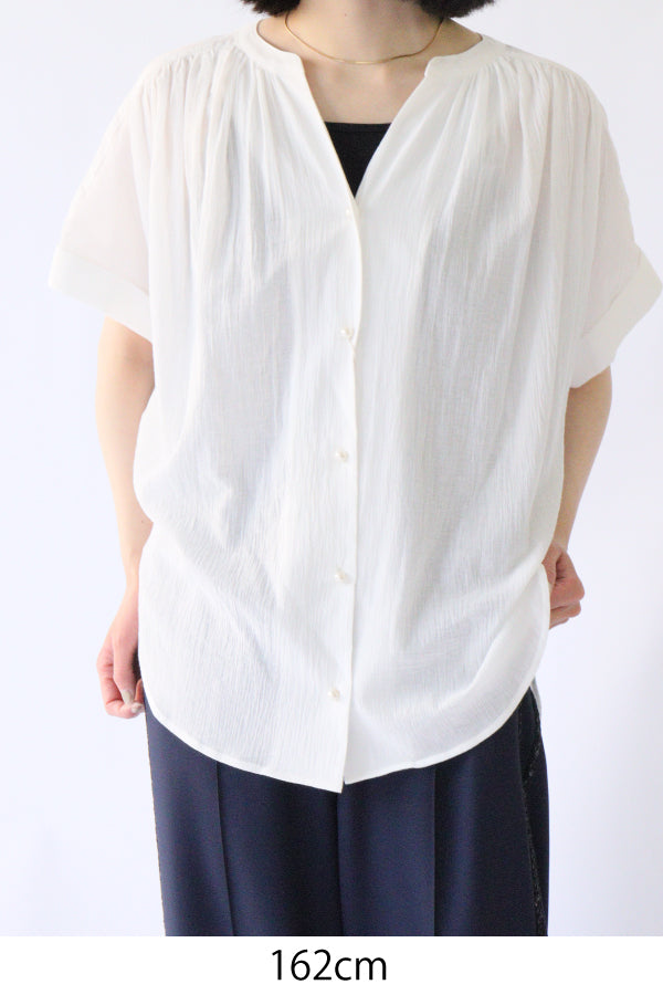 【ACUTA】コットンボイルギャザーブラウス