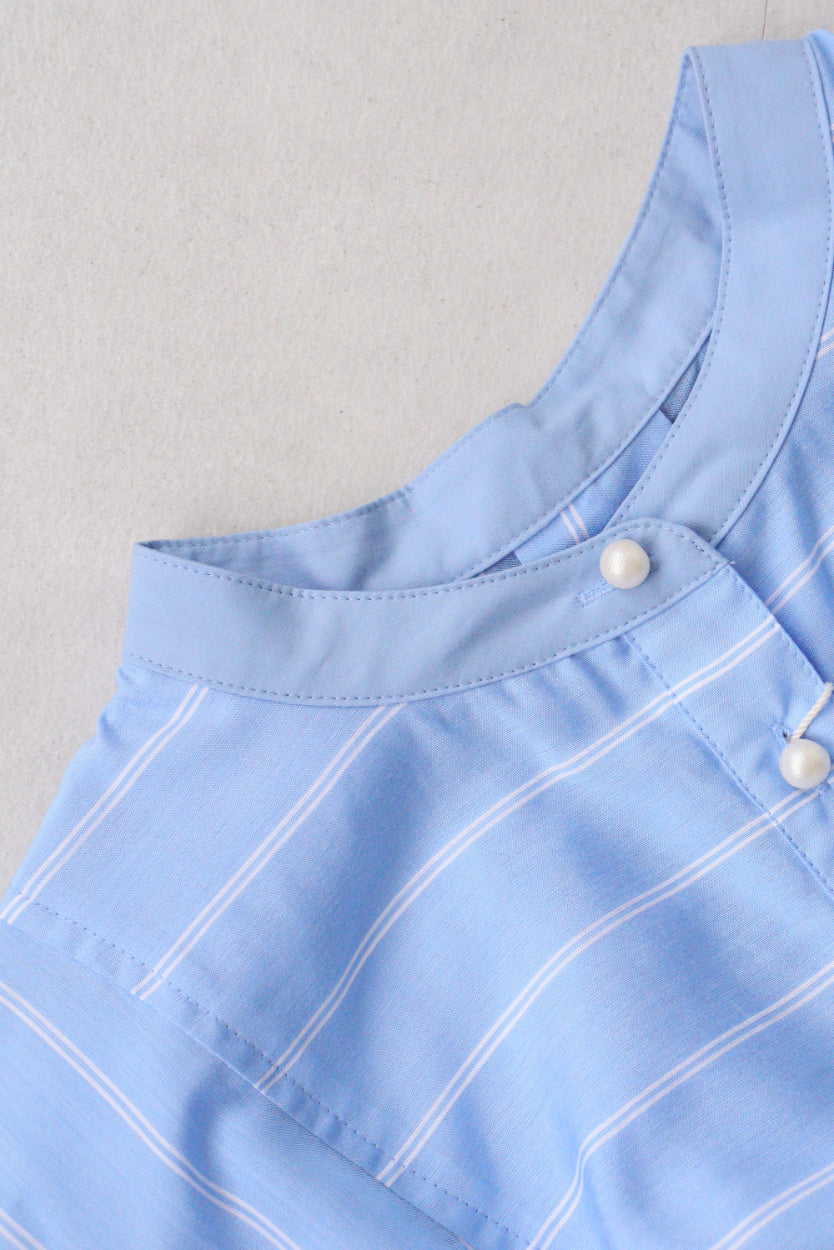 【ACUTA】【パールボタン】ストライプブザムフレンチスリーブシャツ