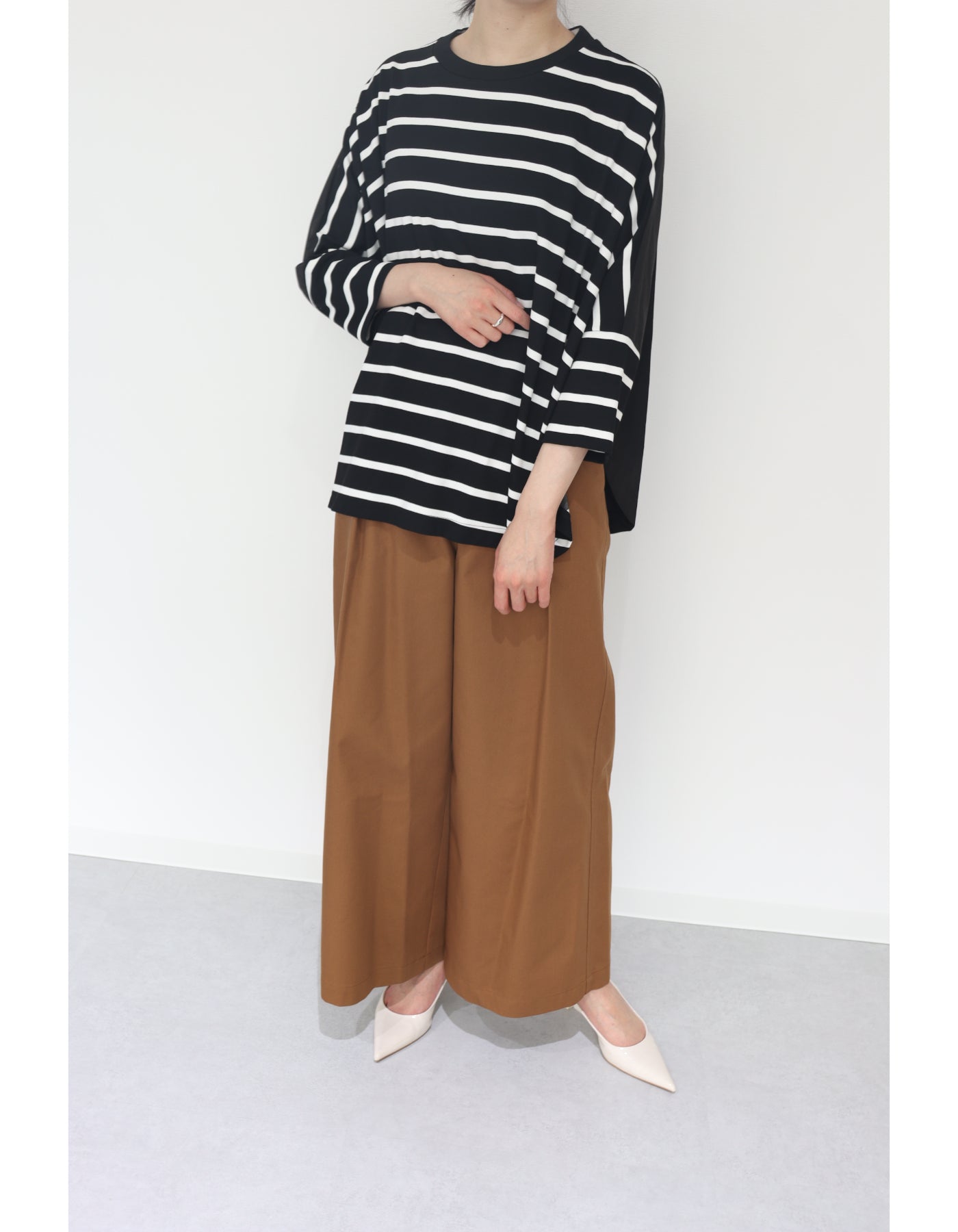 【ACUTA アクータ】ドルマンボーダーカットソー