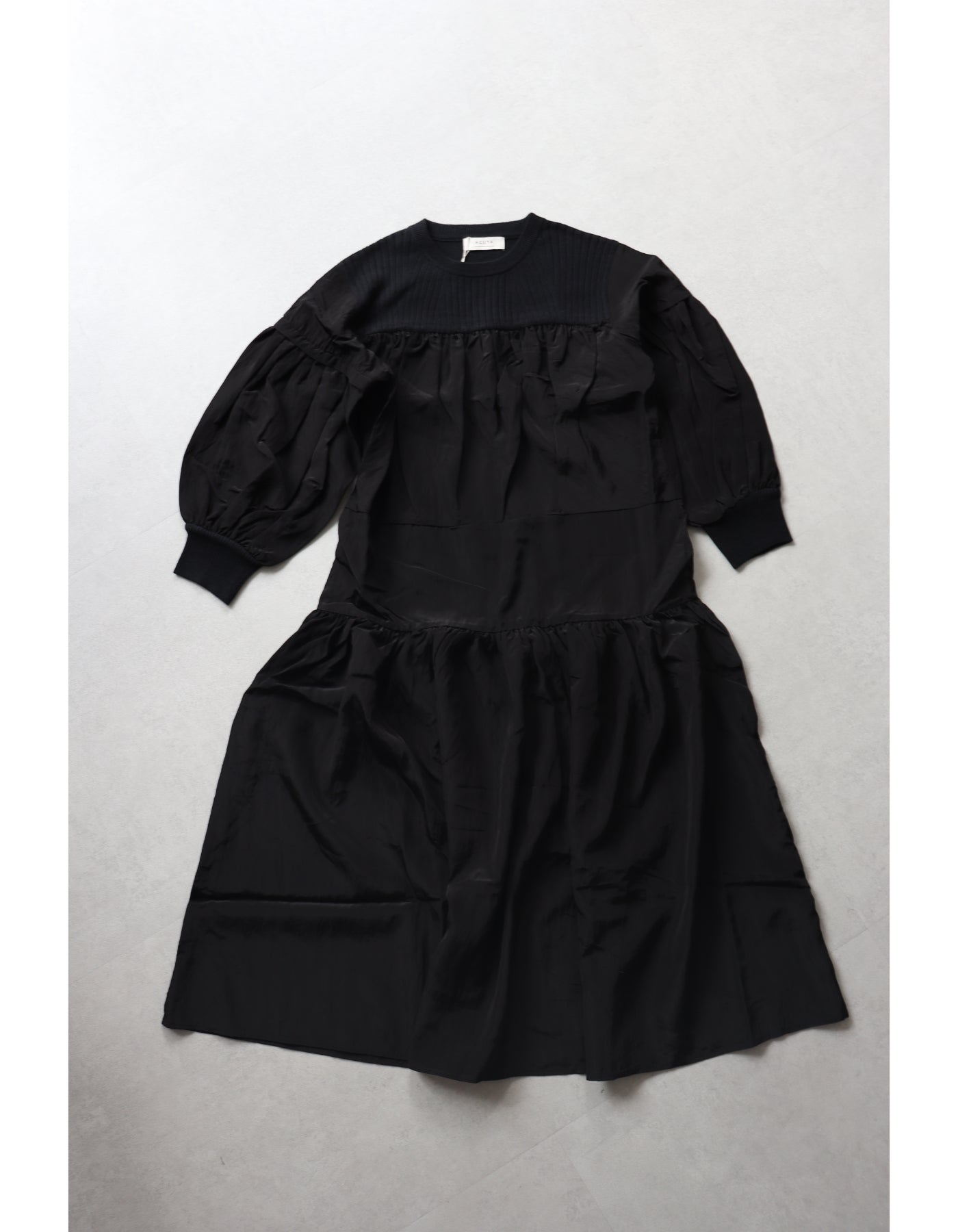 【ACUTA アクータ】ニット×布帛ティアードワンピース