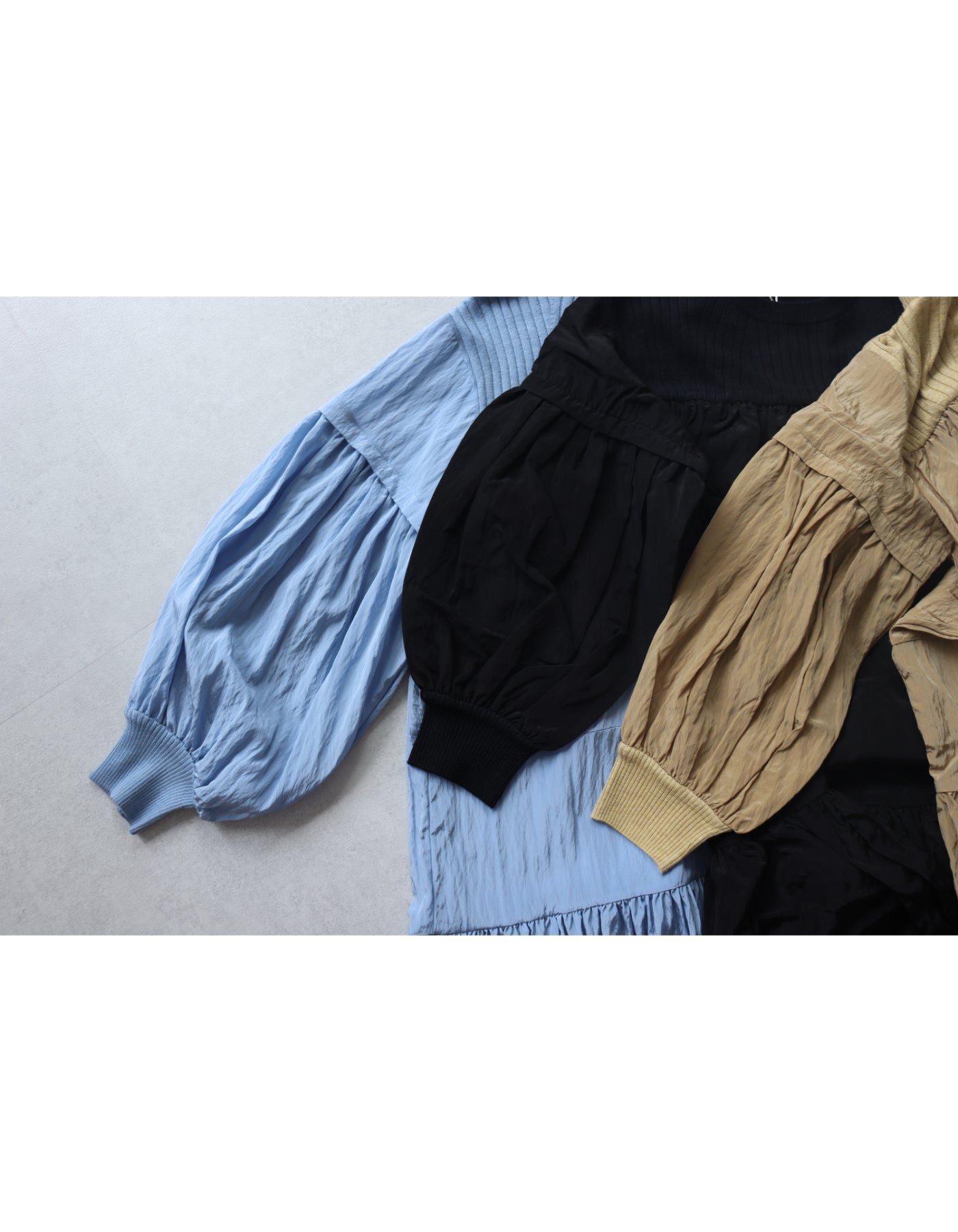 【ACUTA アクータ】ニット×布帛ティアードワンピース