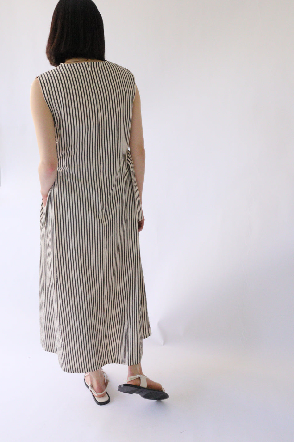 【ACUTA】 リップルストライプサイドベルトワンピース