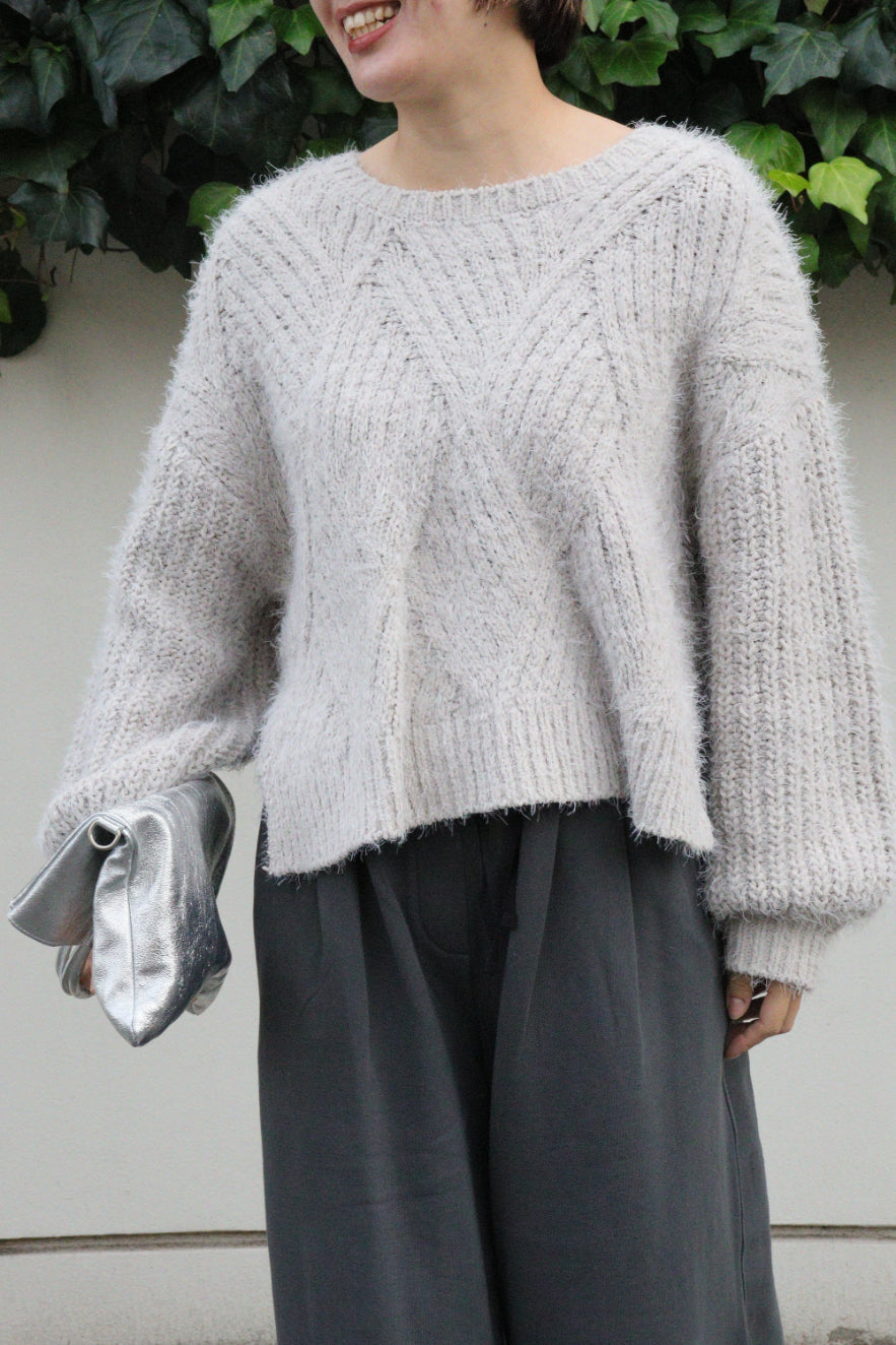 【ACUTA】モールフェザーバスケット編みニット