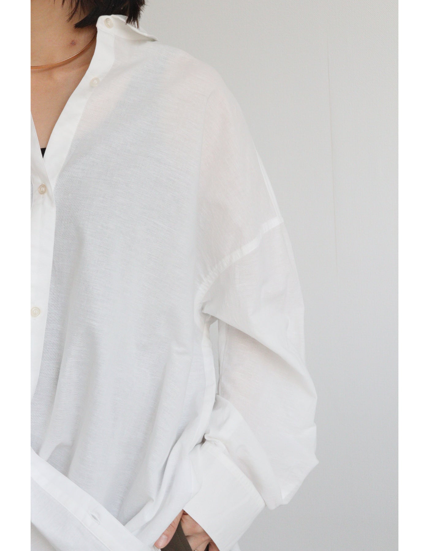 【ACUTA】コットンリネンボイル2WAYカシュクールシャツ
