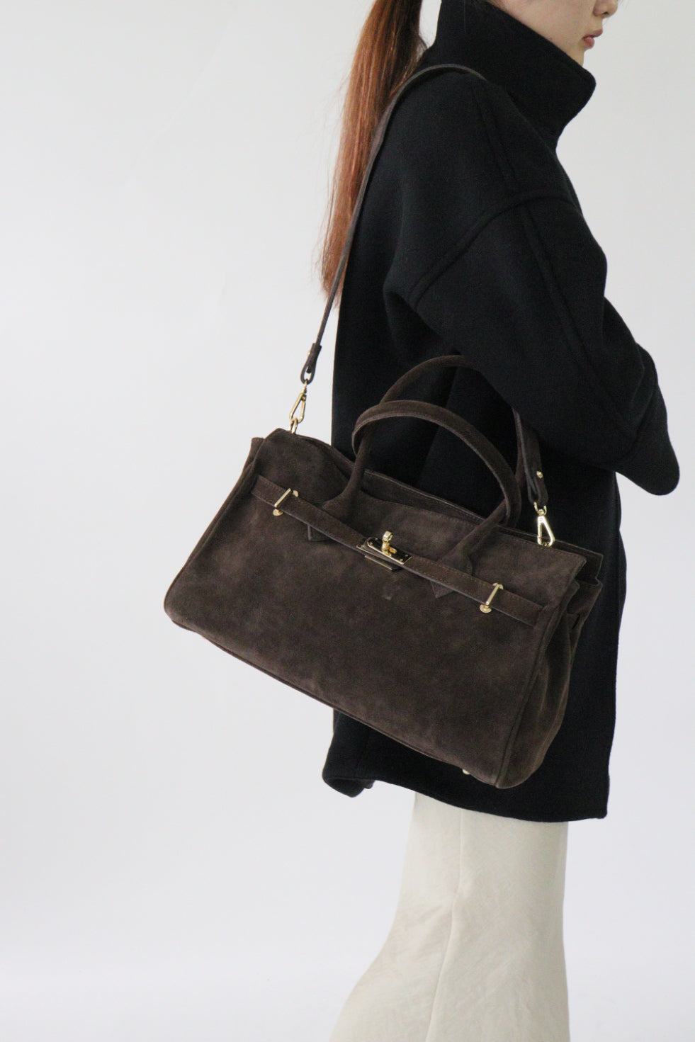 【MILLELA FIRENZE】金具付きスエードトートバッグ