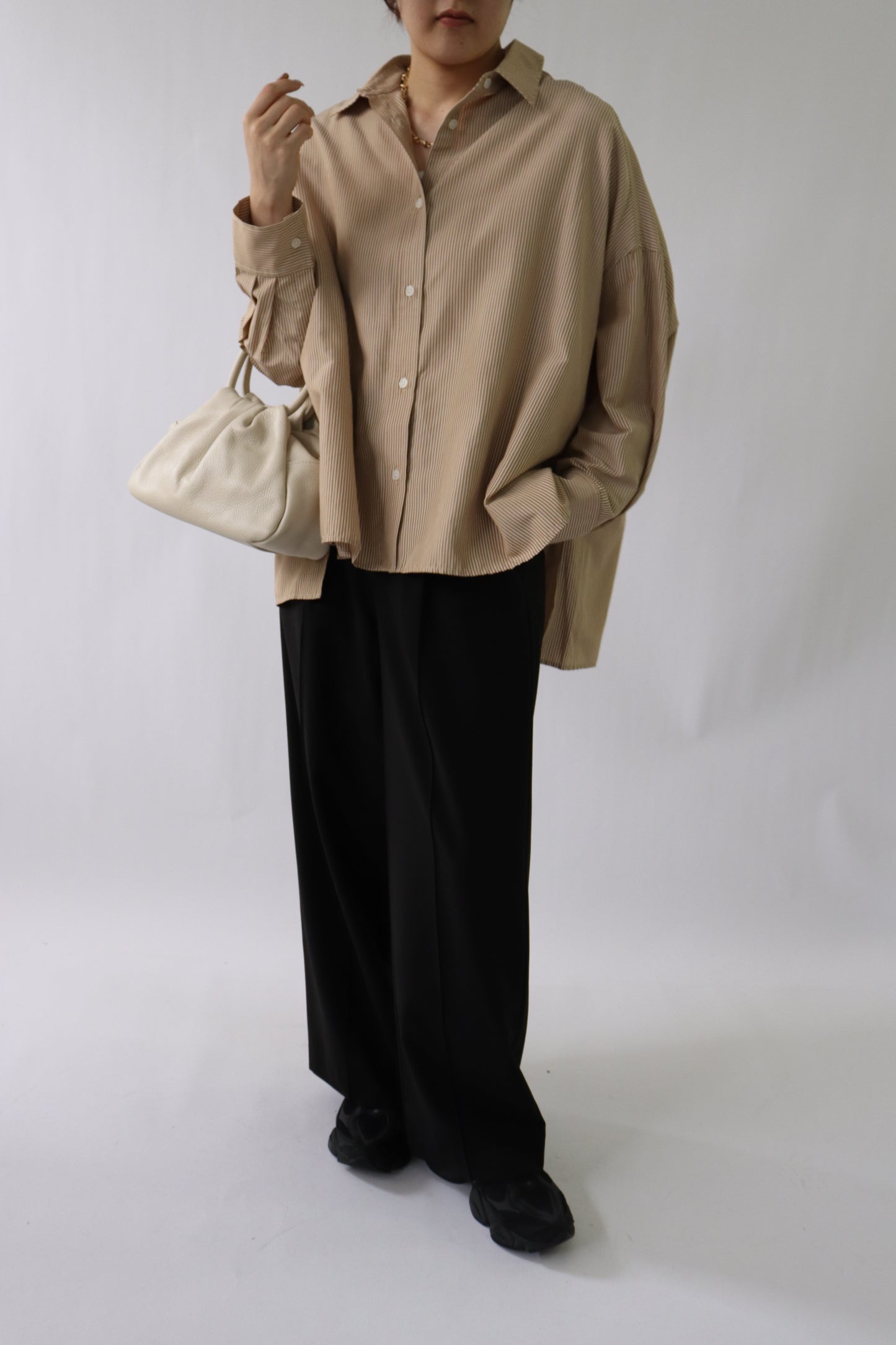 【ACUTA】ストライプブロードポンチョシャツ