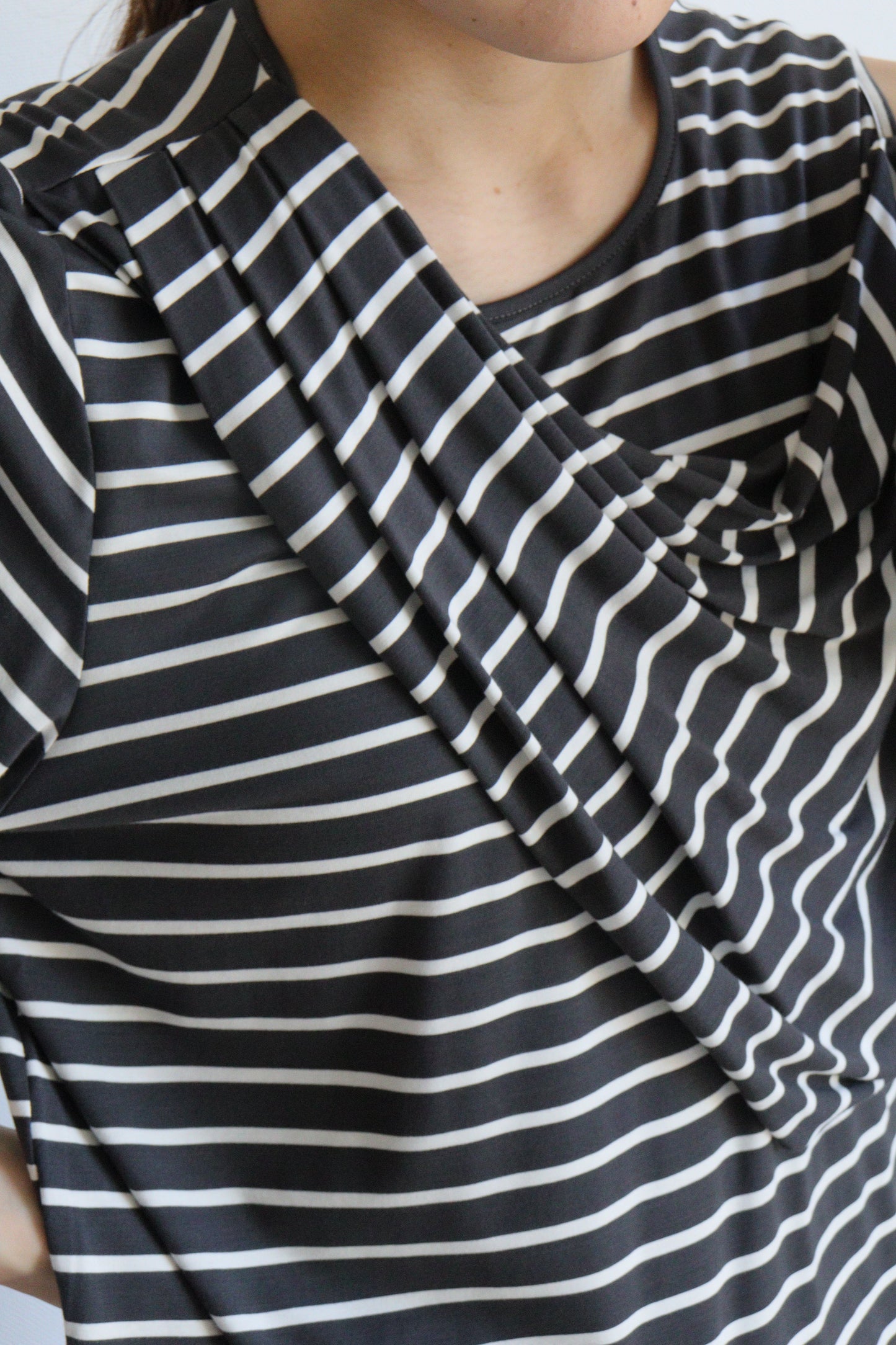 【ACUTA】レーヨンレイヤードボーダーカットソー