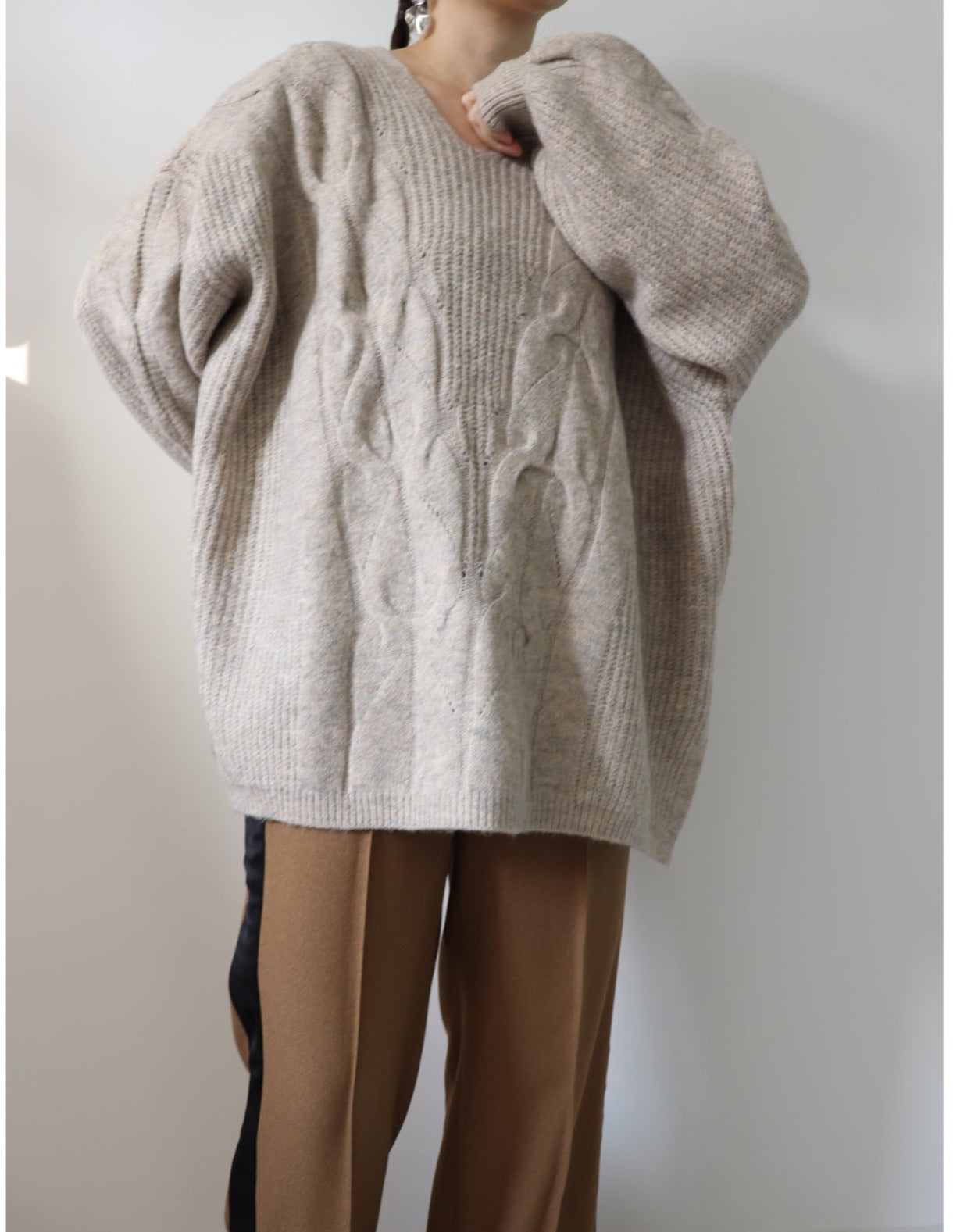【ACUTA アクータ】ワイドケーブルニットプルオーバー