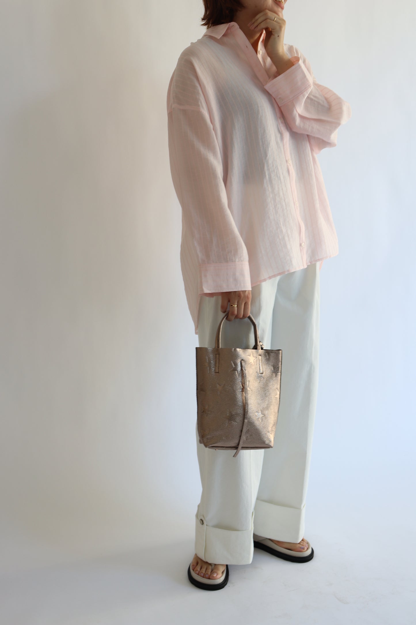 【MILLELA FIRENZE】星柄エンボスメタリックミニトートバッグ