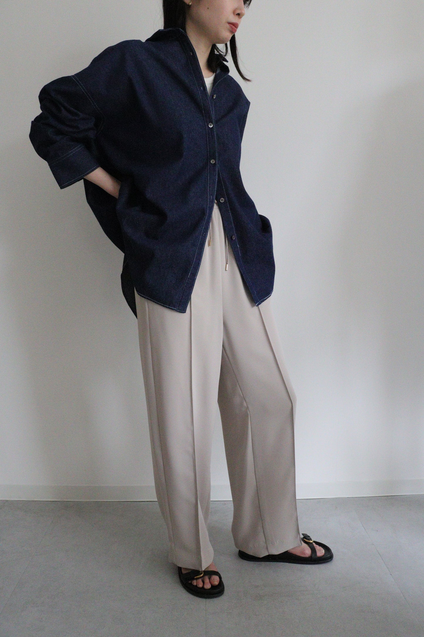 【ACUTA】【再入荷】【ロングセラー】エステルライクダブルクロスイージーパンツ