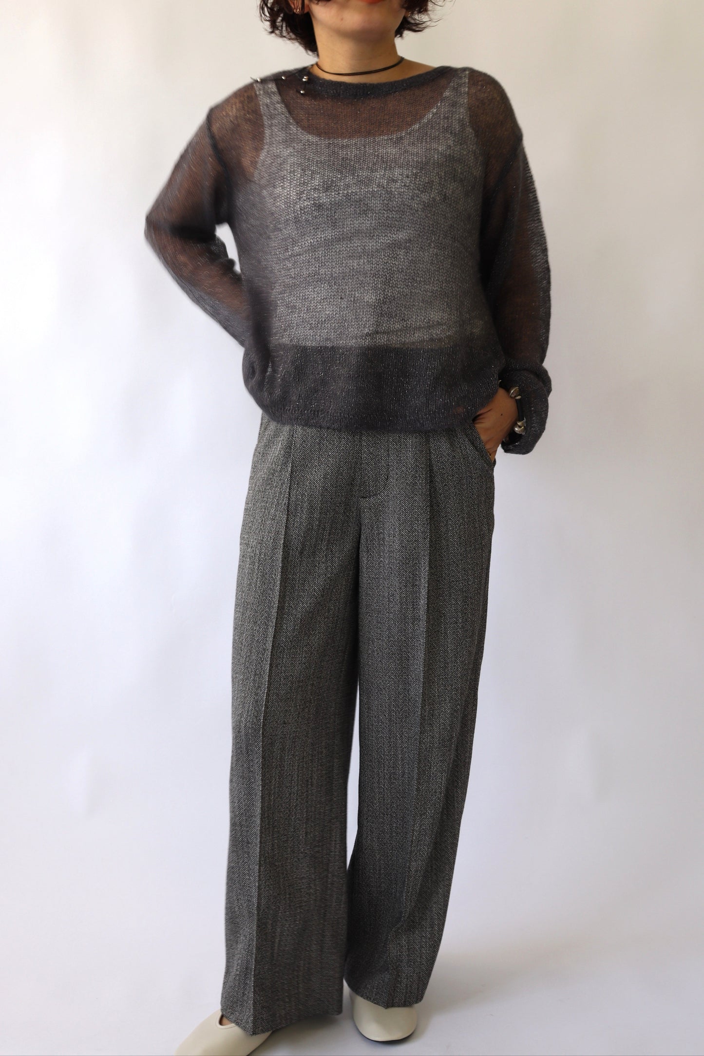 【ACUTA】 モヘア混シアーニットトップス