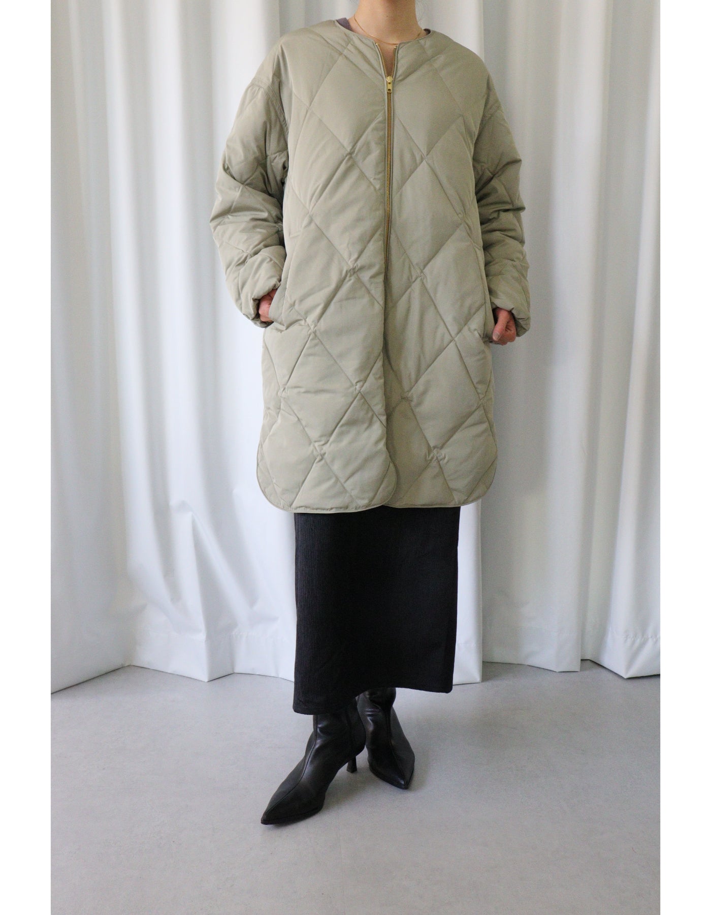 【ACUTA アクータ】ダイヤキルトグリーンダウンコート