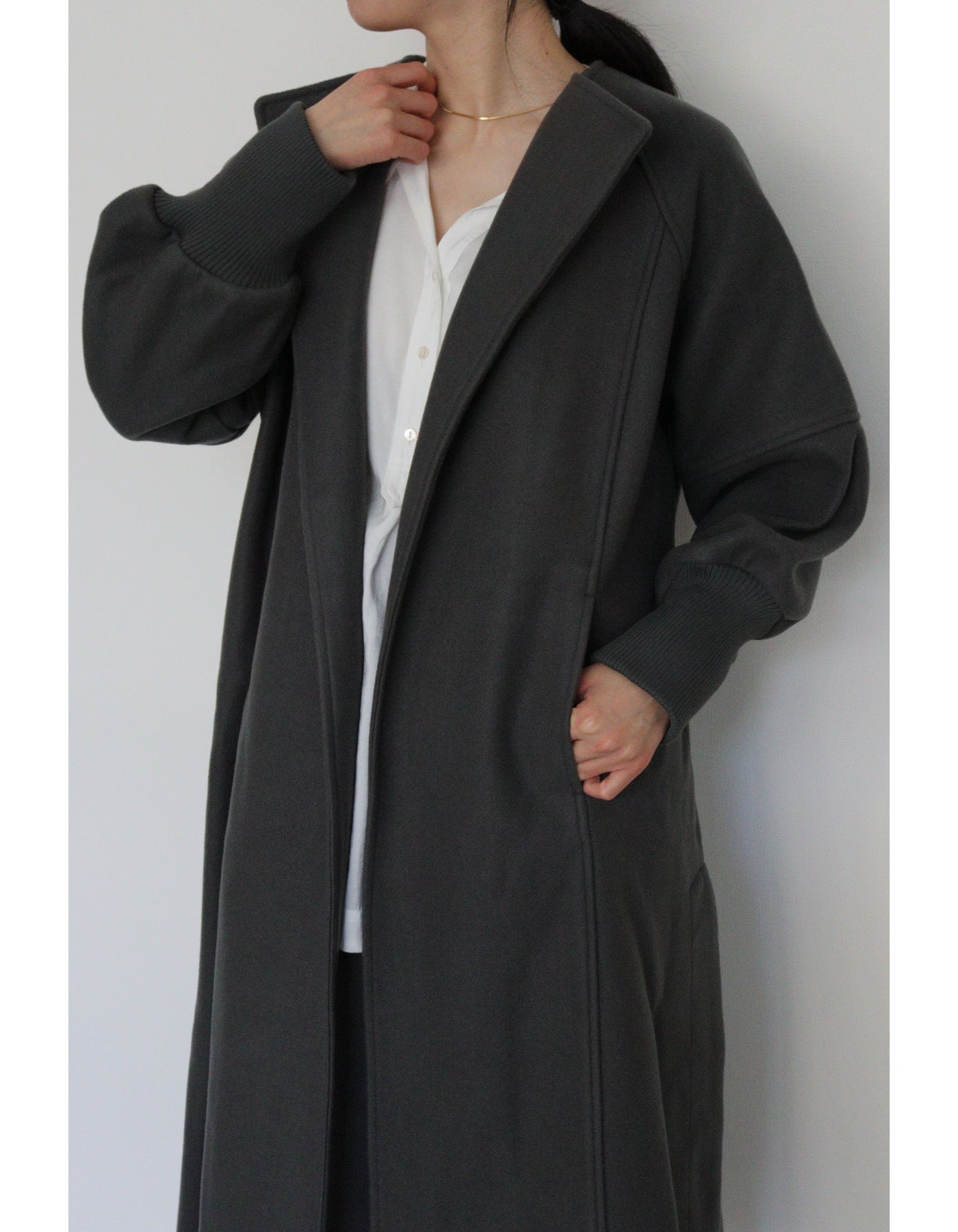 【ACUTA アクータ】ウールミックス袖リブバックベルトコート
