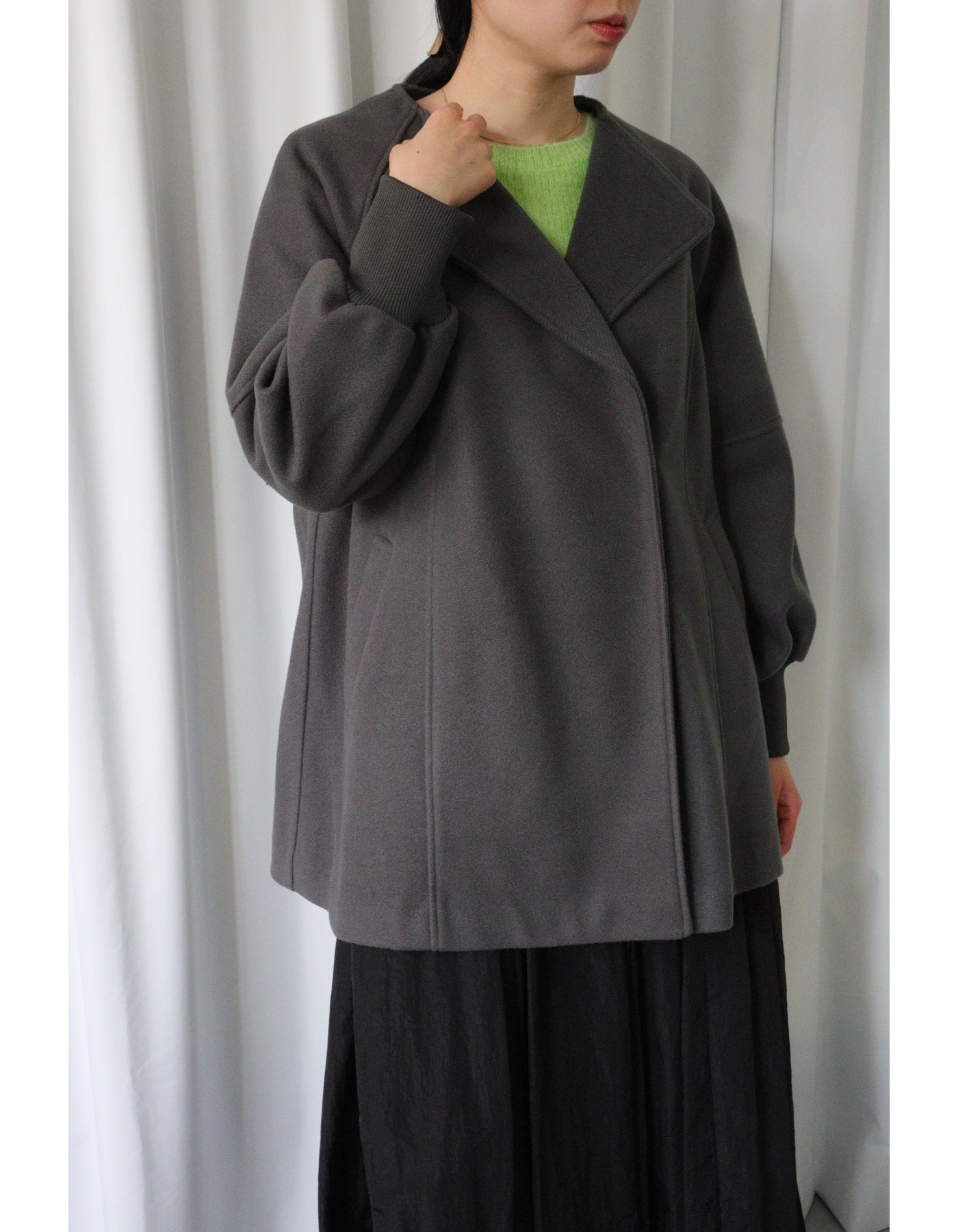 【ACUTA アクータ】ウールミックス袖リブショートコート