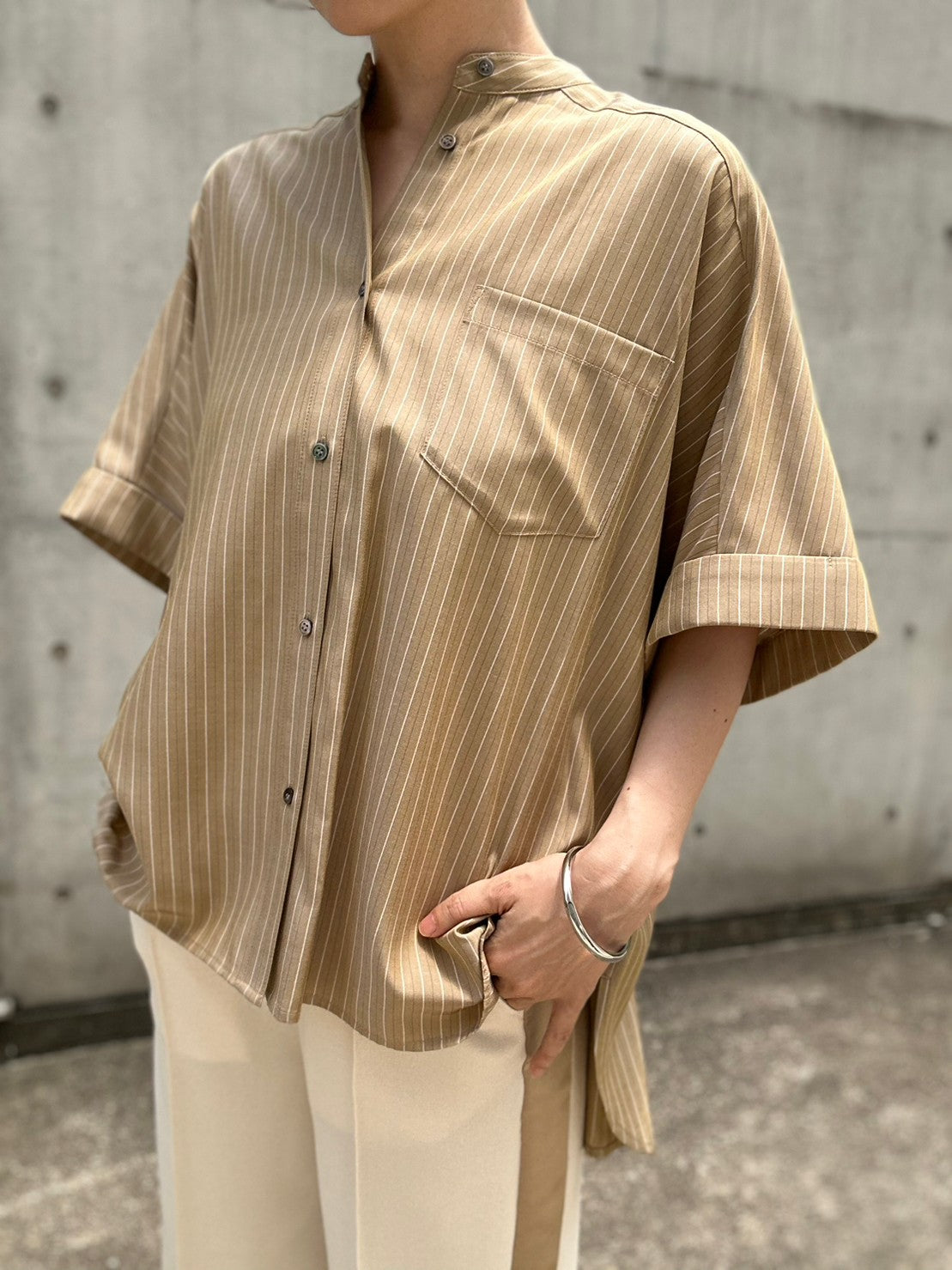 【ACUTA アクータ】マルチストライプオーバーシャツ