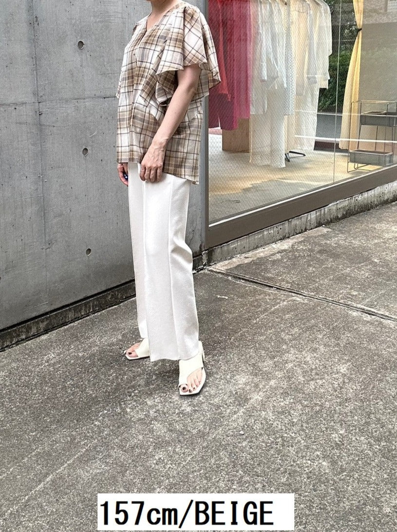 【ACUTA アクータ】チェックラッフルスリーブブラウス