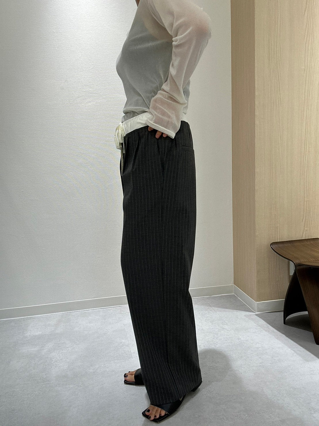 【ACUTA アクータ】ピンストライプウエスト切替パンツ