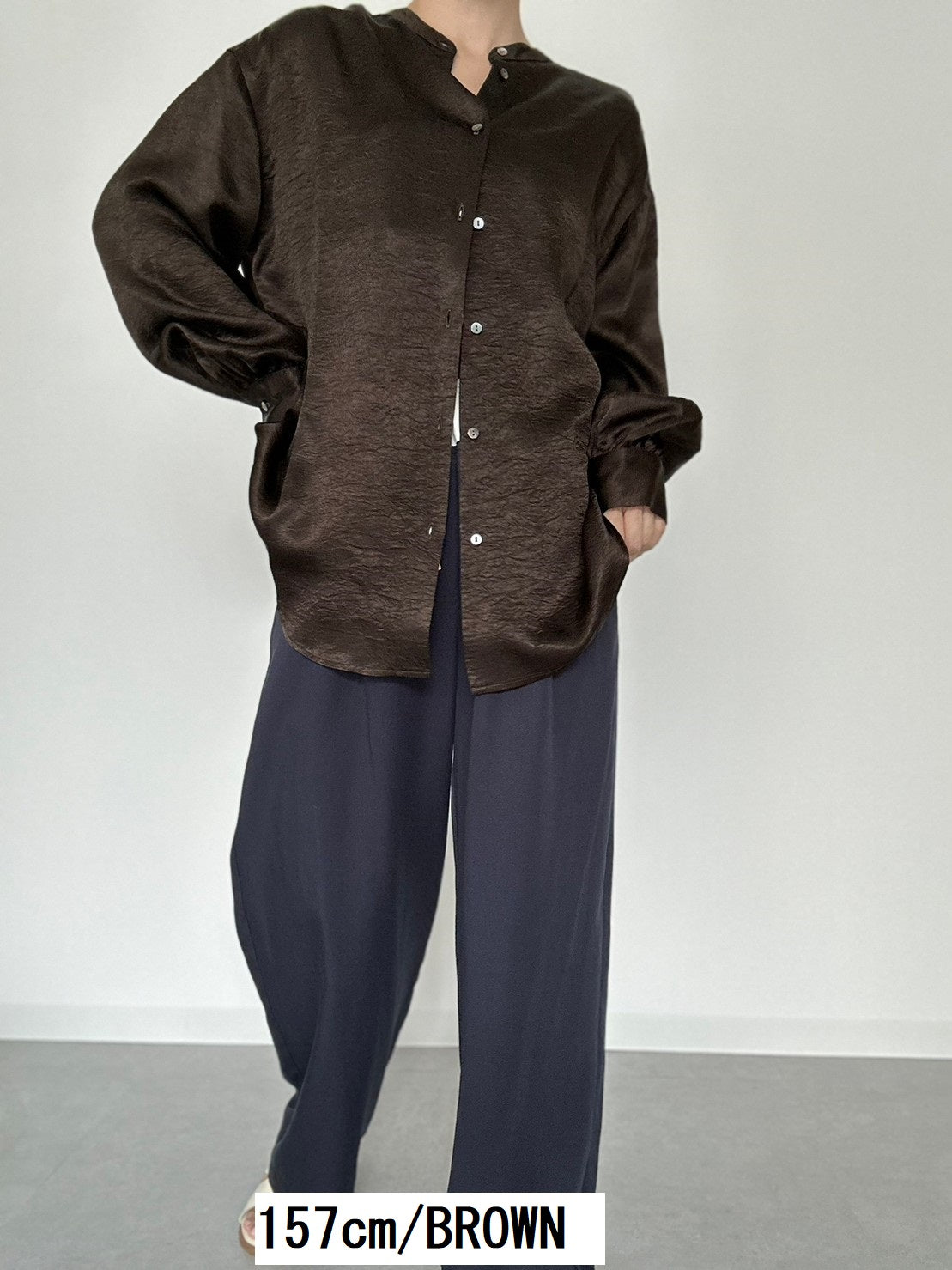 【ACUTA アクータ】ワッシャーサテンオーバーシャツ