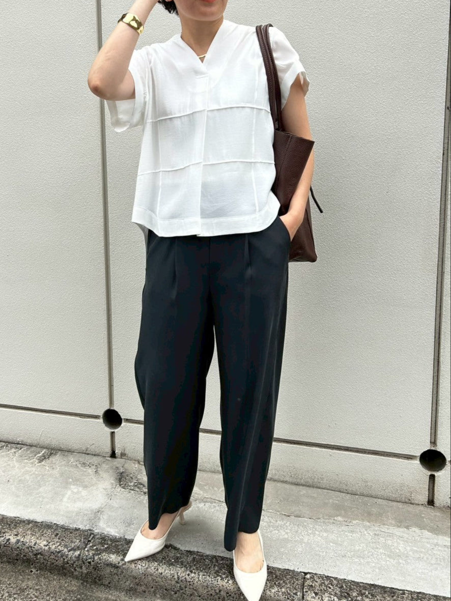 【ACUTA】 ポリモダールピンタック半袖ブラウス