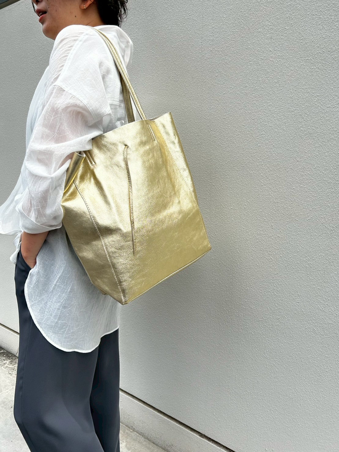 【MILLELA FIRENZE】【新色】メタリックレザートートバッグ