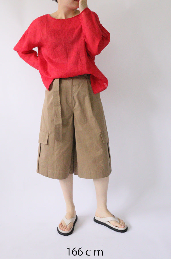 【ACUTA】メッシュリネンルーズトップス