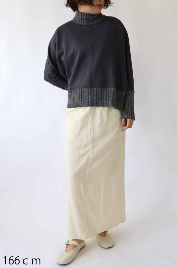 【ACUTA】ニットコンビハイネックトップス