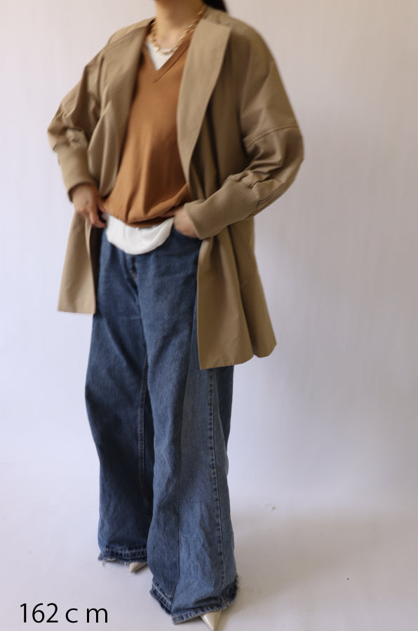 【ACUTA】袖リブバックベルトショートコート