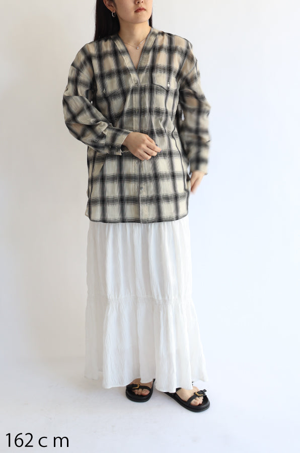 【ACUTA】 【PRE ORDER】シアーチェックカラーレスシャツ