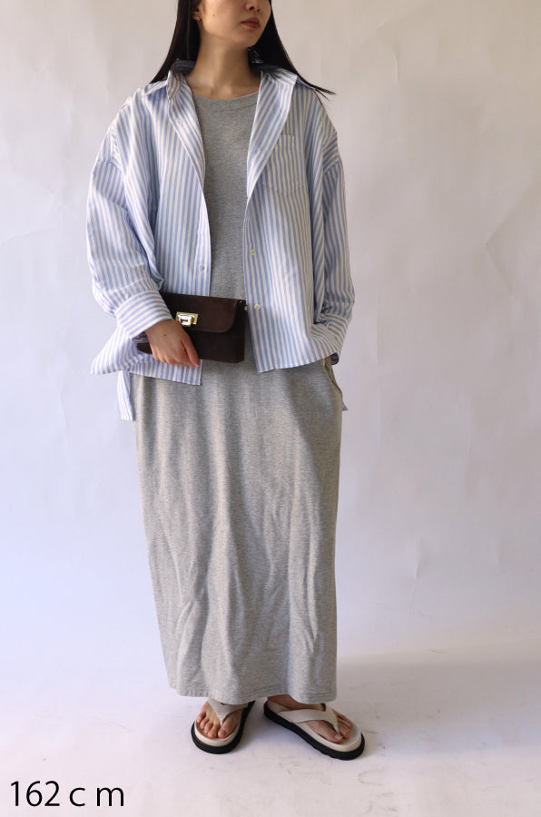 【ACUTA】ストライプブロードポンチョ風シャツ