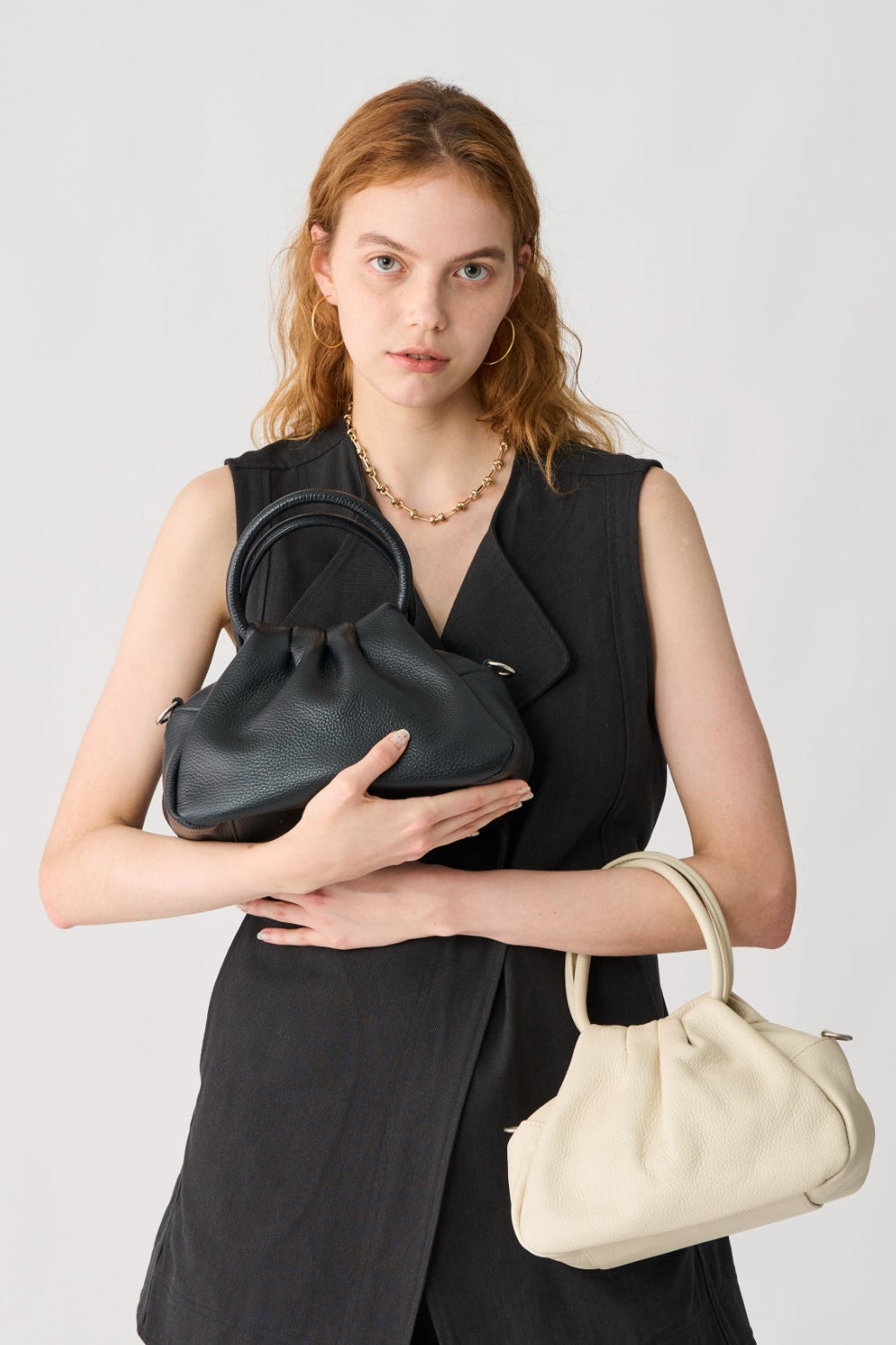 【MILLELA  FIRENZE】【新色】タックハンドバッグ