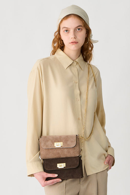 【MILLELA  FIRENZE】スエードチェーンミニバッグ