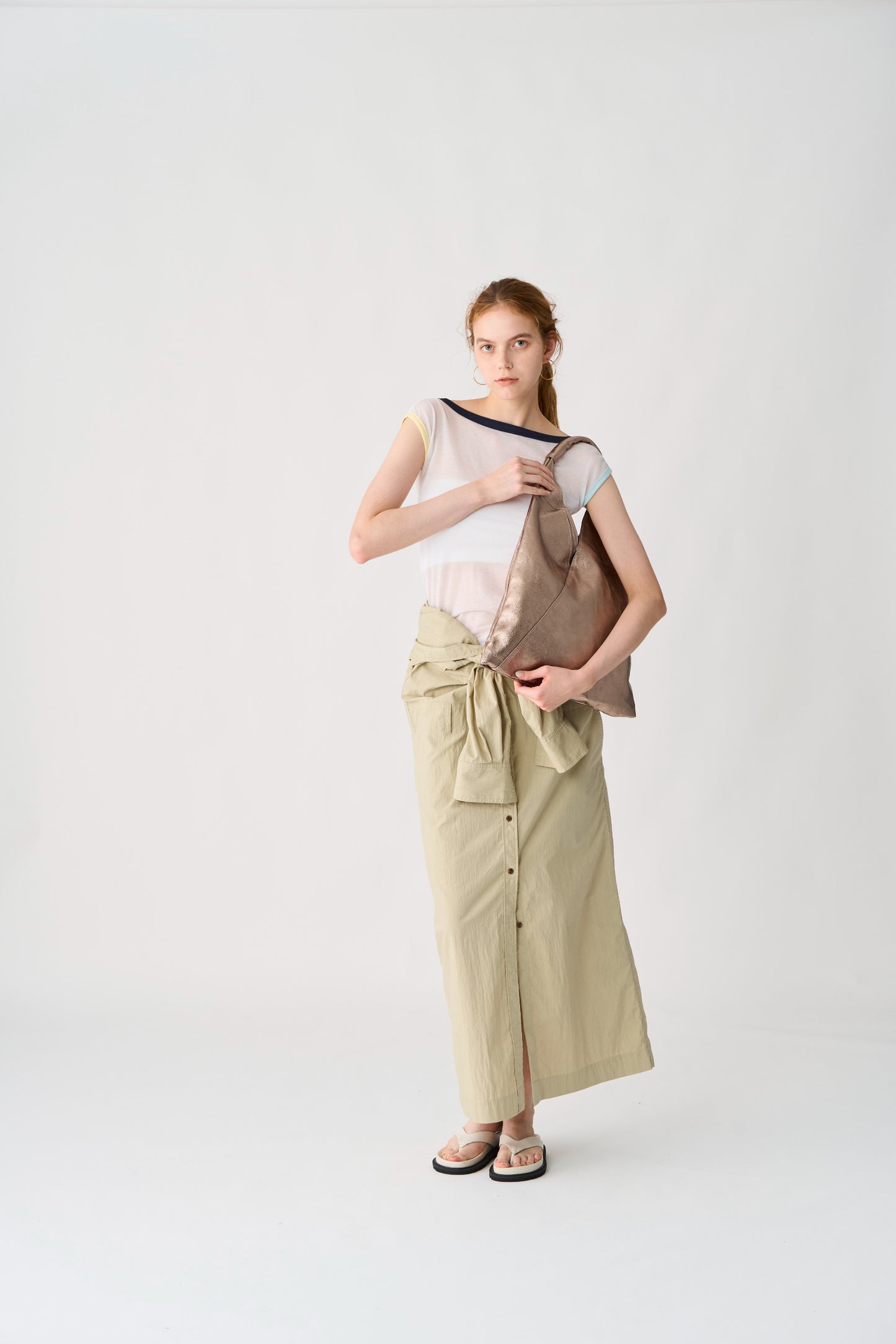 【MILLELA  FIRENZE】【PREORDER】メタリックトライアングルミディバッグ