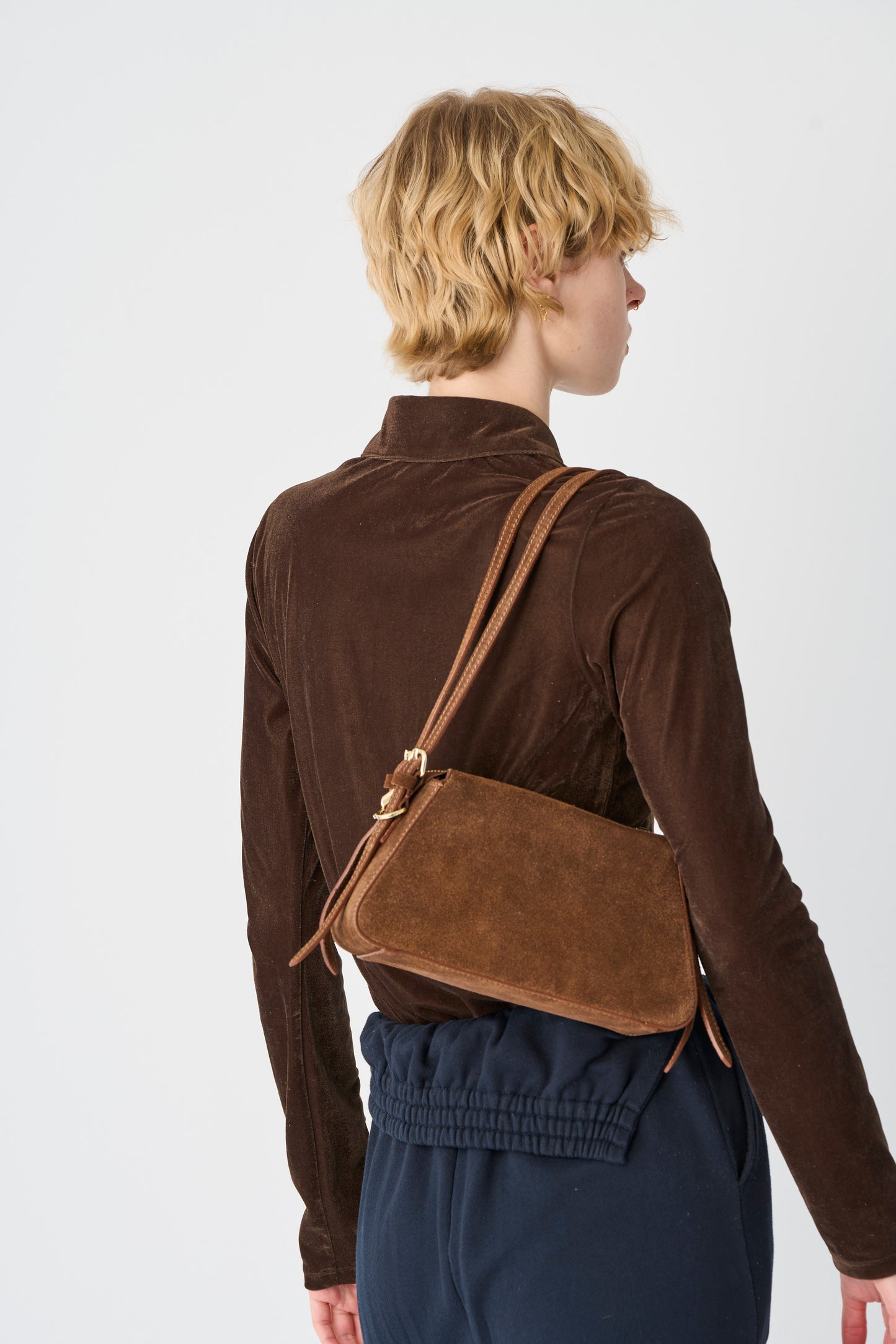 【MILLELA  FIRENZE】ダブルストラップスエードショルダーバッグ