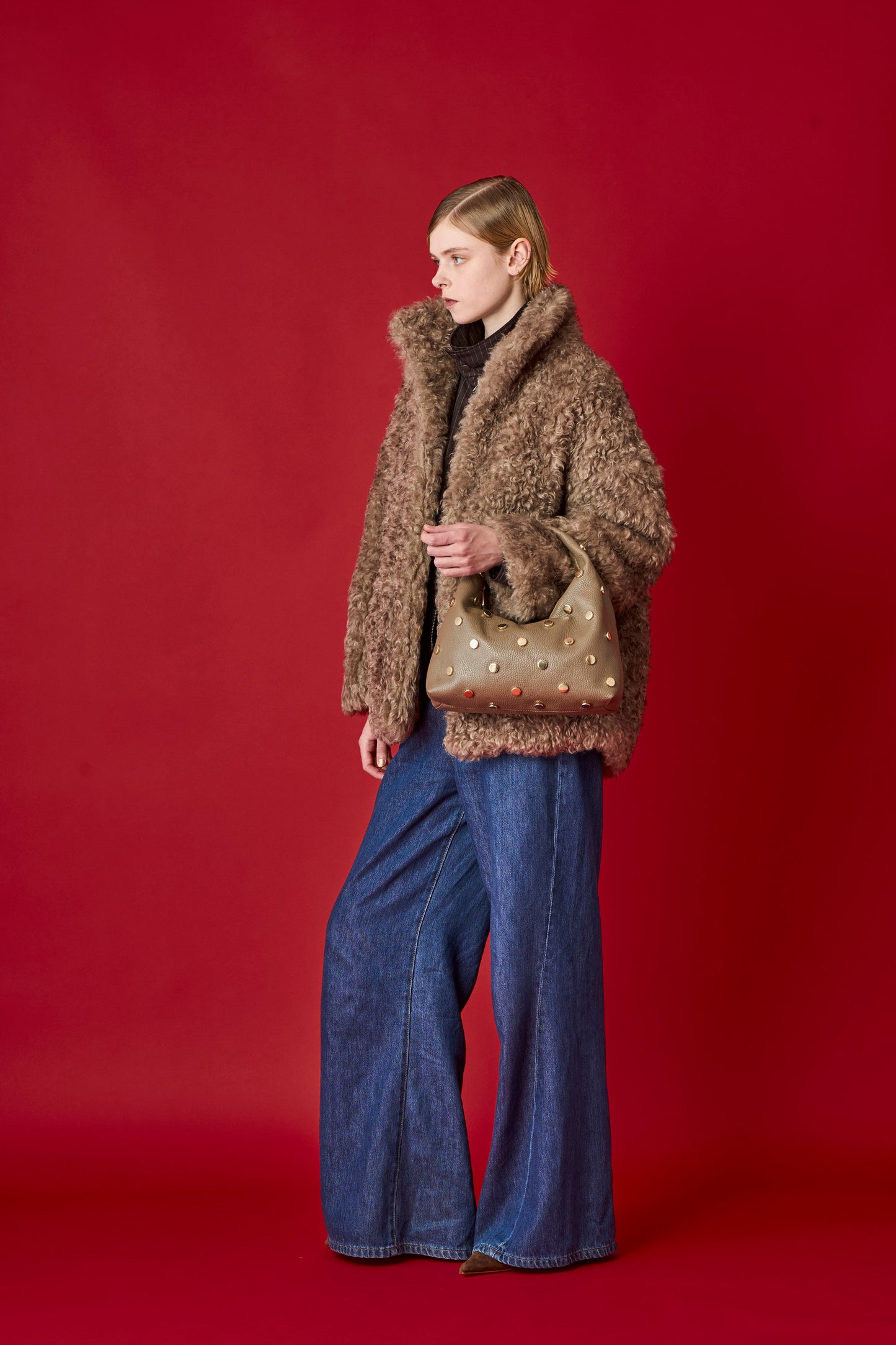 【MILLELA  FIRENZE】フラットスタッズハンドバッグ