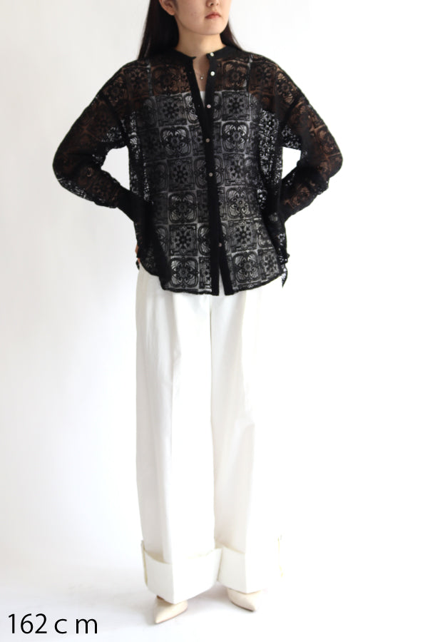 【ACUTA】 バンドカラーレースシャツ