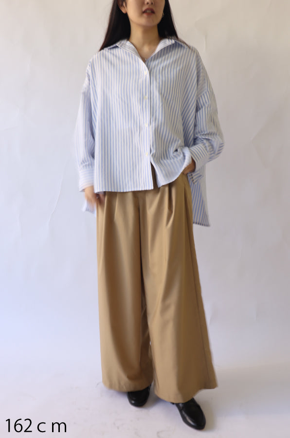 【ACUTA】ストライプブロードポンチョ風シャツ