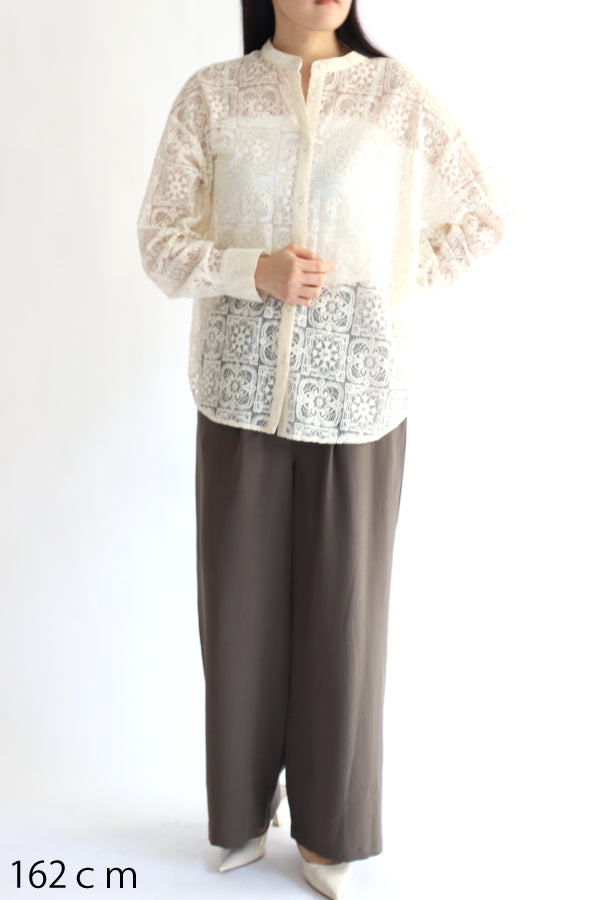 【ACUTA】 バンドカラーレースシャツ