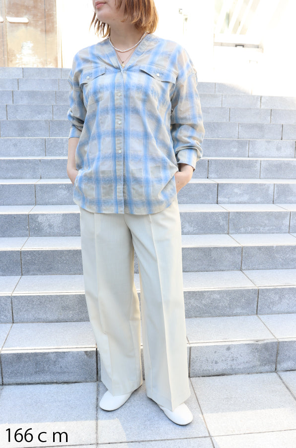 【ACUTA】 【PRE ORDER】シアーチェックカラーレスシャツ