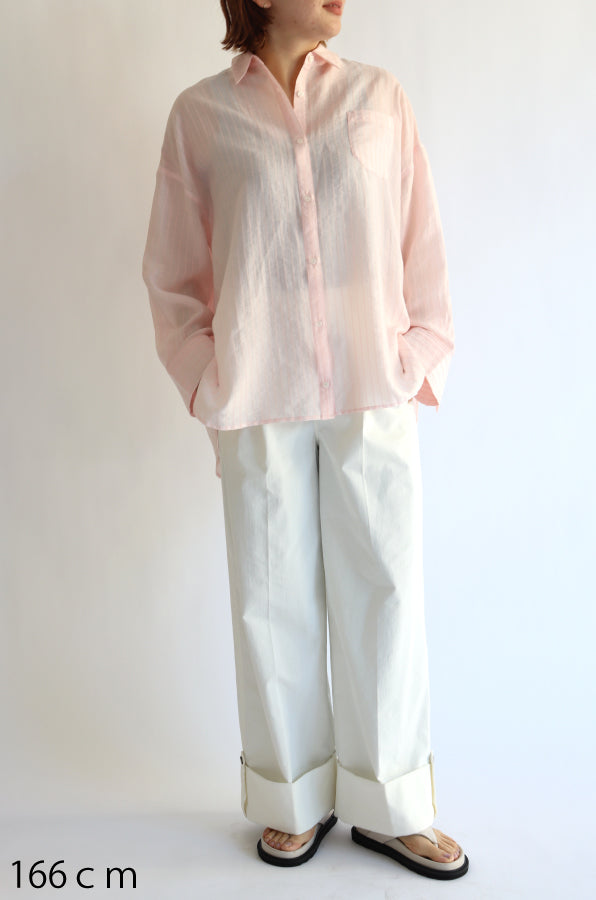 【ACUTA】【再入荷】シアーストライプマルチWAYシャツ