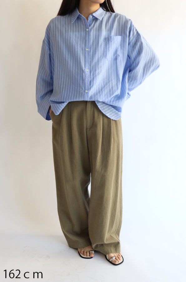 【ACUTA】【再入荷】シアーストライプマルチWAYシャツ