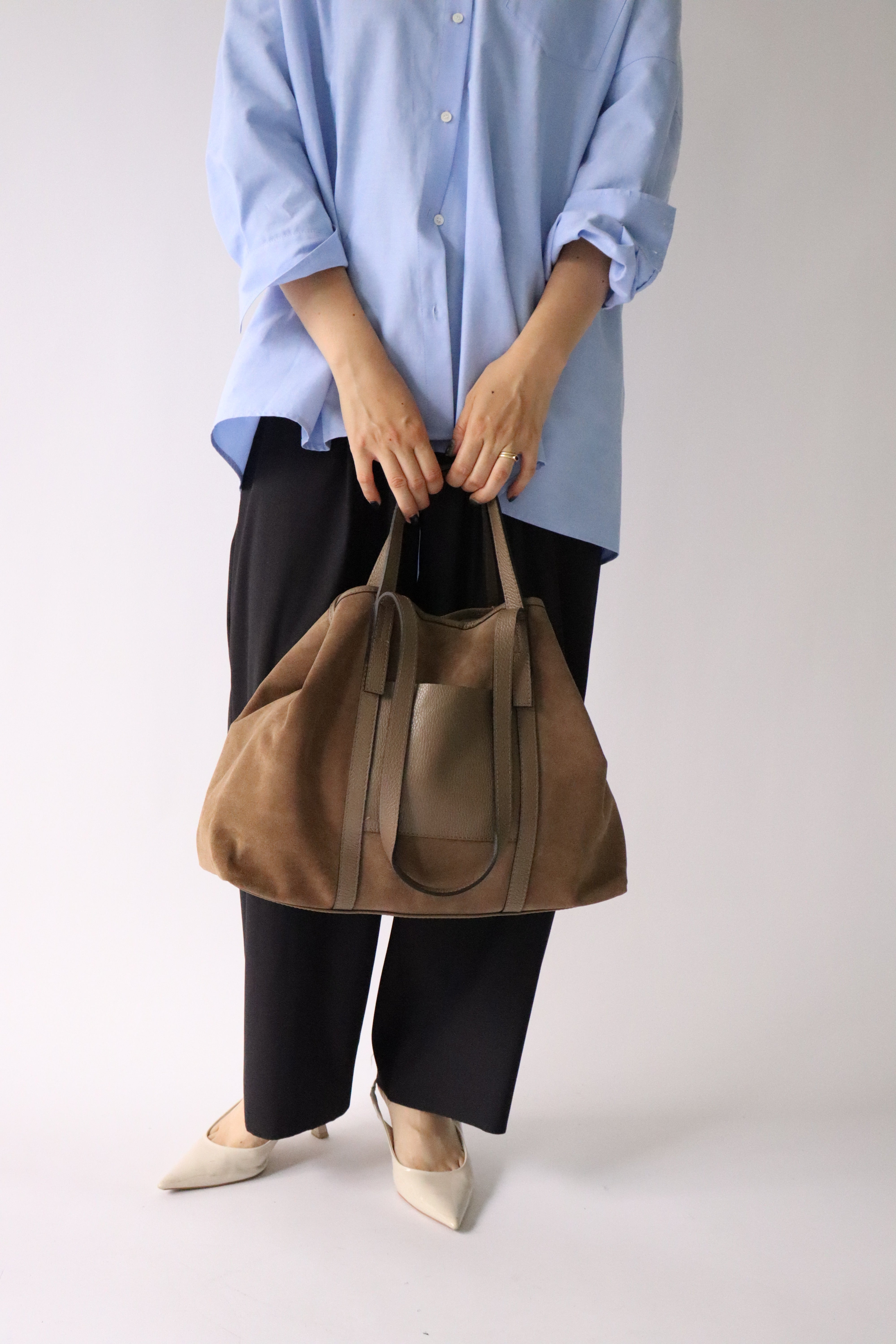 MILLELA FIRENZE】スエード×レザートートバッグ ミレッラフィレンツェ