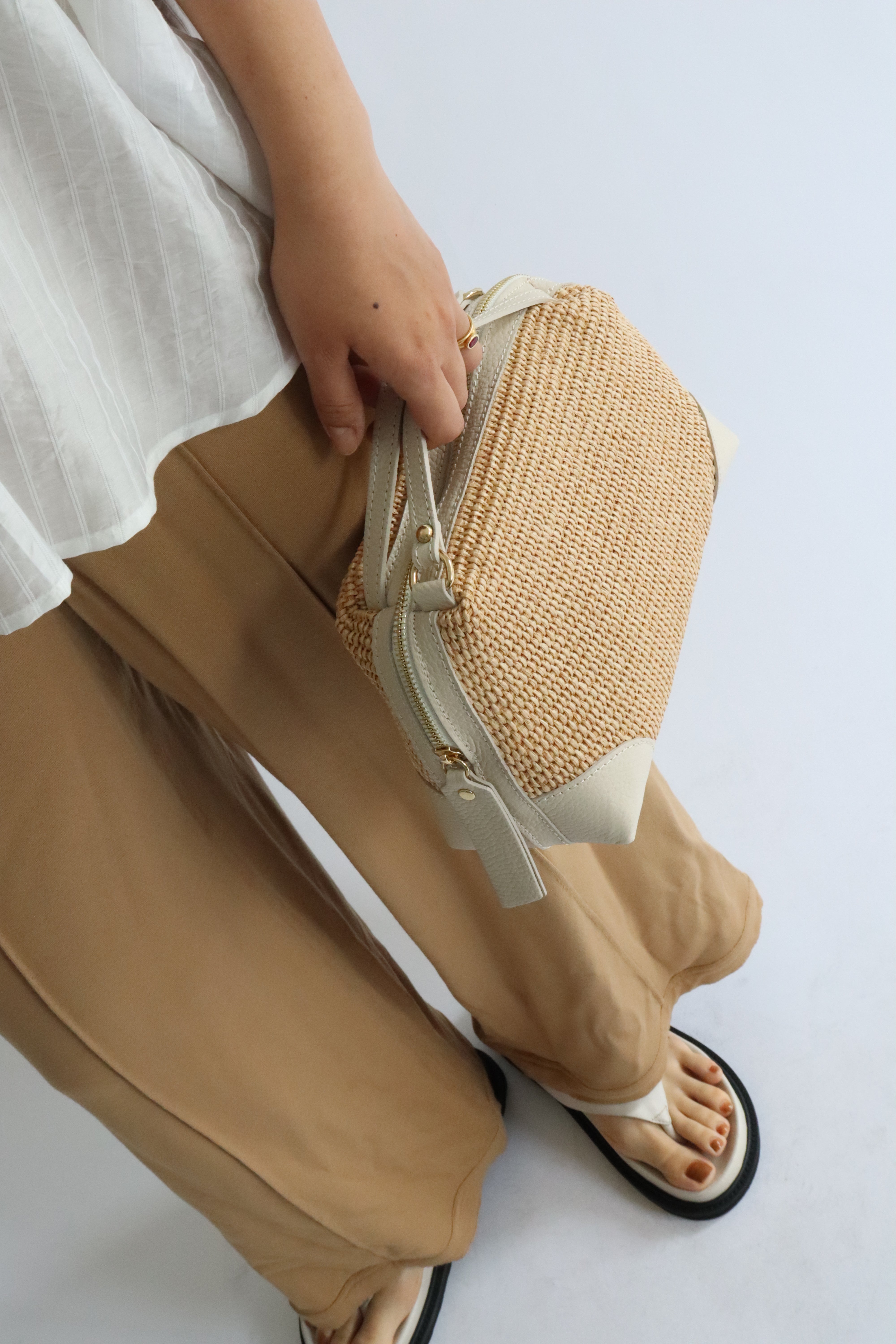 MILLELA FIRENZE ラフィア×レザー 2WAYバッグ | イタリア製 レディース